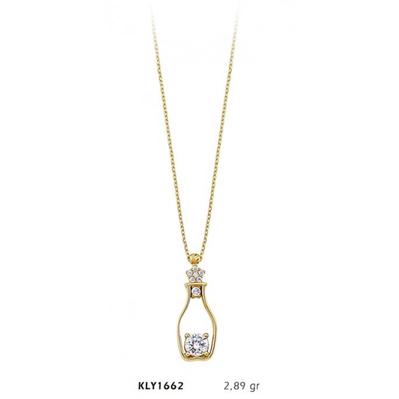 14 Ayar Altın Tektaş Kolye KLY1662