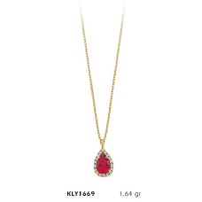 14 Ayar Altın Damla Taşlı Kolye KLY1669