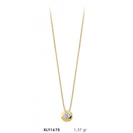 14 Ayar Altın Tektaş Kolye KLY1675