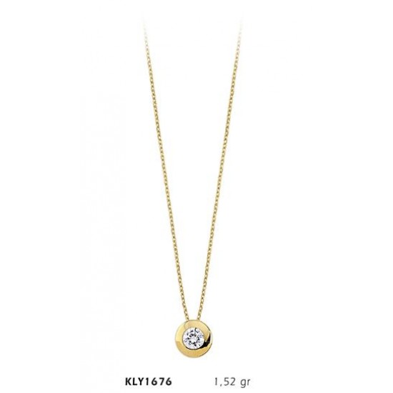 14 Ayar Altın Tektaş Kolye KLY1676