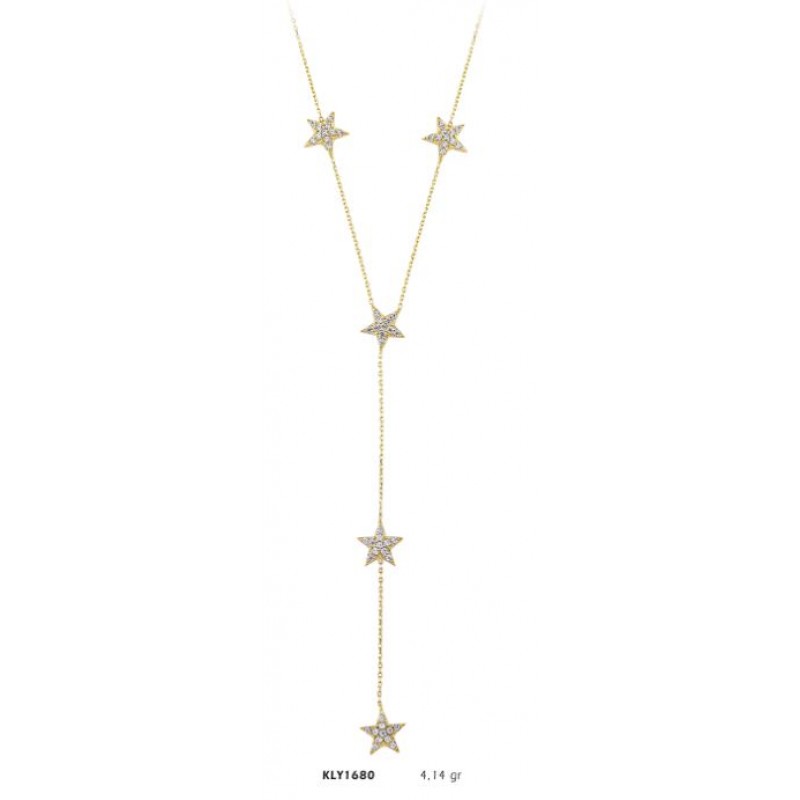 14 Ayar Altın Sallantılı Yıldız Kolye KLY1680