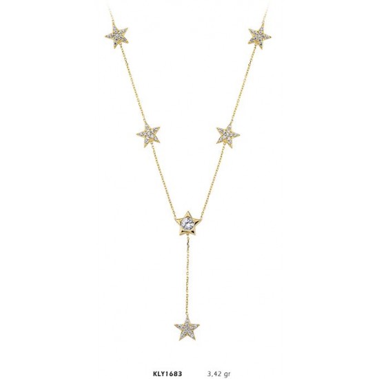 14 Ayar Altın Sallantı Yıldız Kolye KLY1683