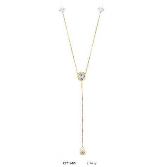 14 Ayar Altın Sallantı Taşlı Kolye KLY1685
