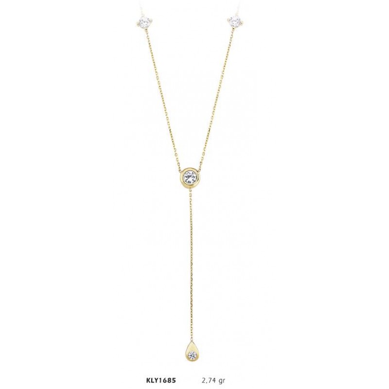 14 Ayar Altın Sallantı Taşlı Kolye KLY1685
