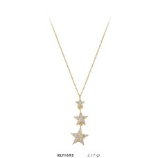 14 Ayar Altın Üç Yıldız Kolye KLY1693