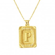 Pullu P Harfi Zincir Kolye KLY2044