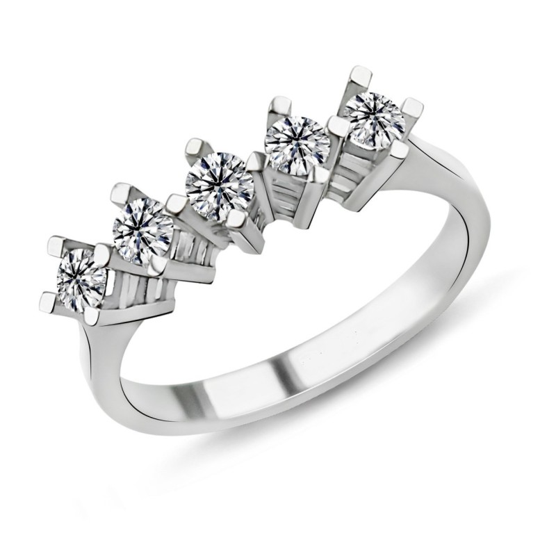 0.52 Karat E Renk Beştaş Pırlanta Yüzük PB522 0.52 Karat E Renk Beştaş Pırlanta Yüzük PB522