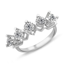 1.50 Karat Görünümlü Efektli F Renk Beştaş Pırlanta Yüzük PB595