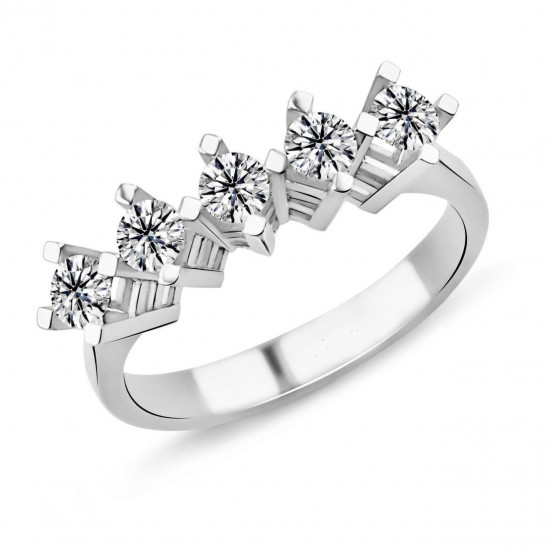 1.00 Karat E Renk Beştaş Pırlanta Yüzük PB596 1.00 Karat E Renk Beştaş Pırlanta Yüzük PB596