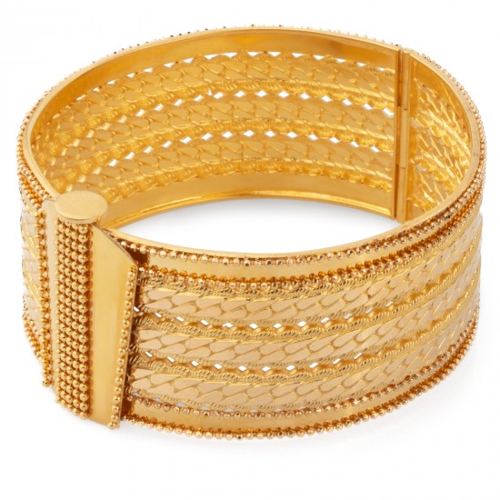 22 Ayar Pullu İşlemeli Kelepçe Bileklik - HSM10019