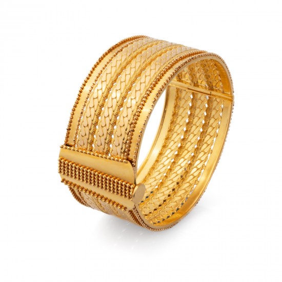 22 Ayar Pullu İşlemeli Kelepçe Bileklik - HSM10019