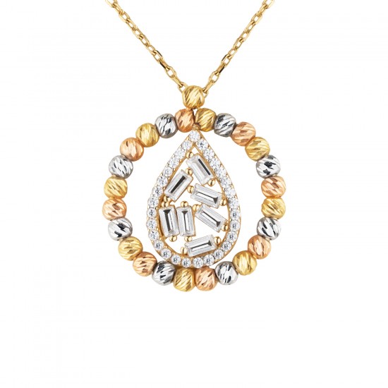 14 Ayar Altın Dorika Çerçeveli Damla Kolye HSM10024 14 Ayar Altın Dorika Çerçeveli Damla Kolye HSM10024