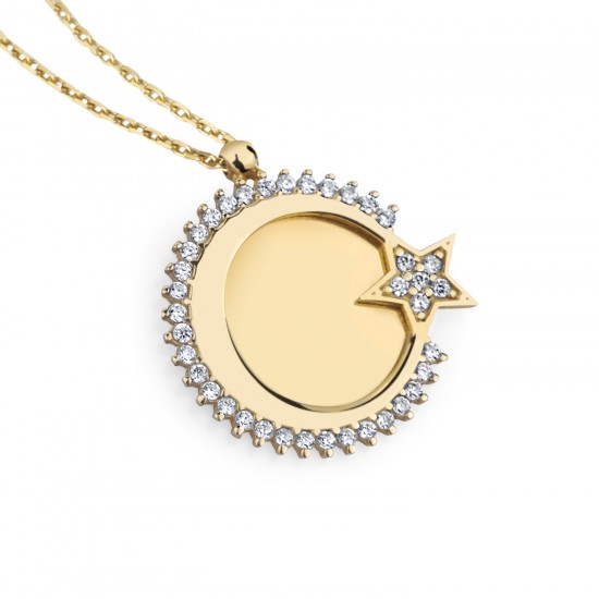 14 Ayar Altın Ay Yıldız Kolye HSM10035 14 Ayar Altın Ay Yıldız Kolye HSM10035