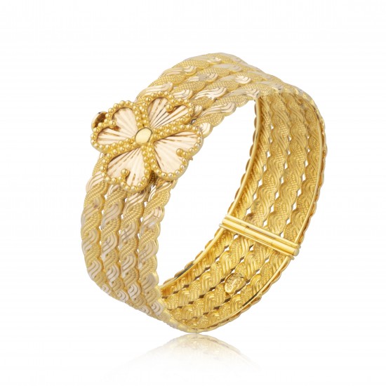 14 Ayar Altın Yonca Motifli Kelepçe Bileklik HSM10052 14 Ayar Altın Yonca Motifli Kelepçe Bileklik HSM10052