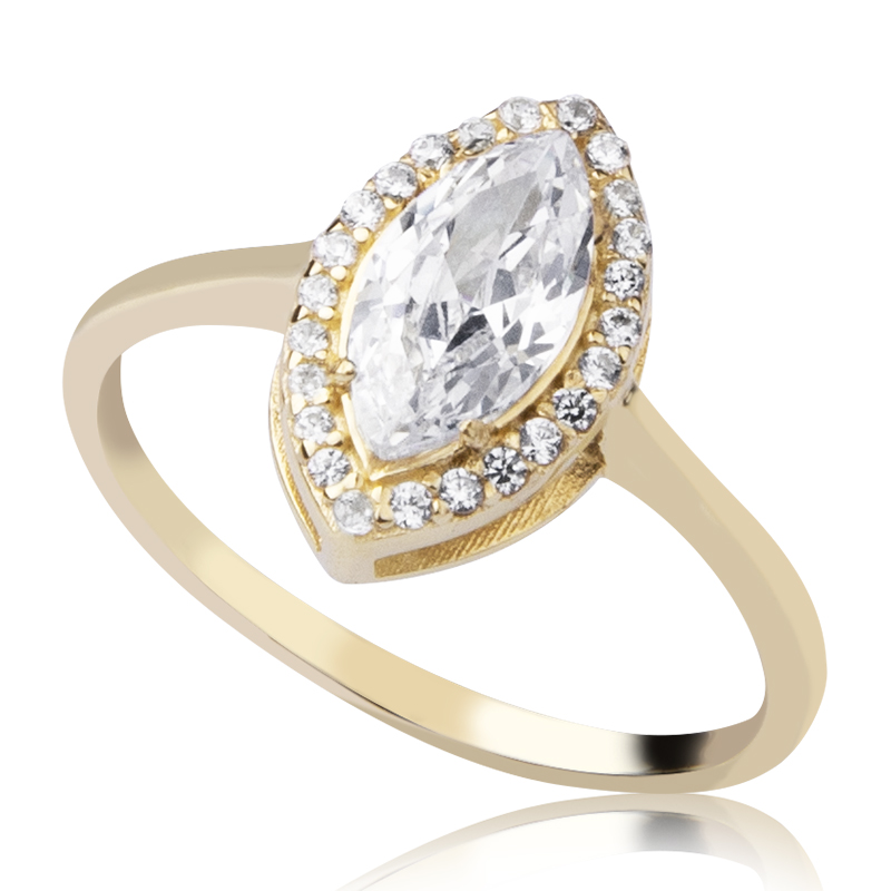 14 Ayar Altın Damla Taşlı Yüzük HSM10068 14 Ayar Altın Damla Taşlı Yüzük HSM10068