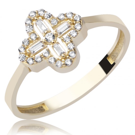 14 Ayar Altın Yonca Taşlı Yüzük HSM10069