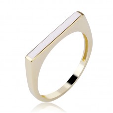 14 Ayar Altın Beyaz Mineli Yüzük HSM10071