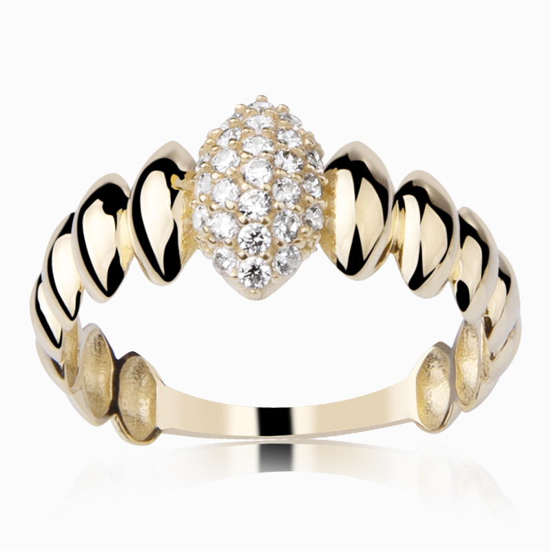 14 Ayar Altın Damla Taşlı Yüzük HSM10077 14 Ayar Altın Damla Taşlı Yüzük HSM10077