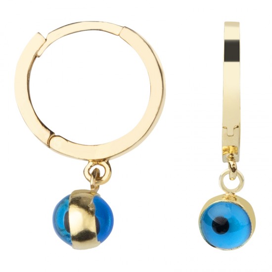 14 Ayar Altın Nazar Boncuklu Halka Küpe HSM10084