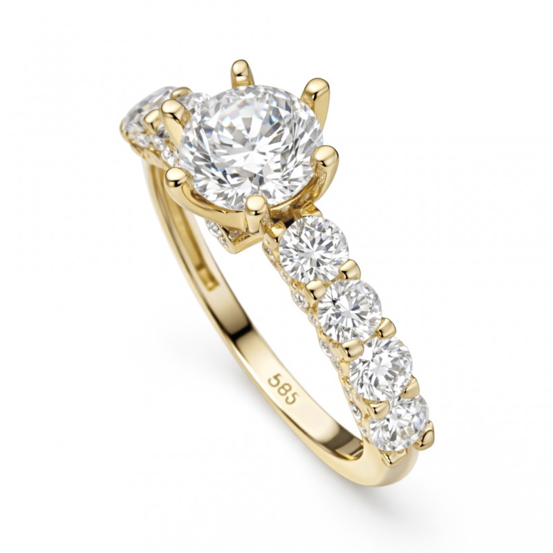 14 Ayar Altın Tektaş Yüzük HSM10124