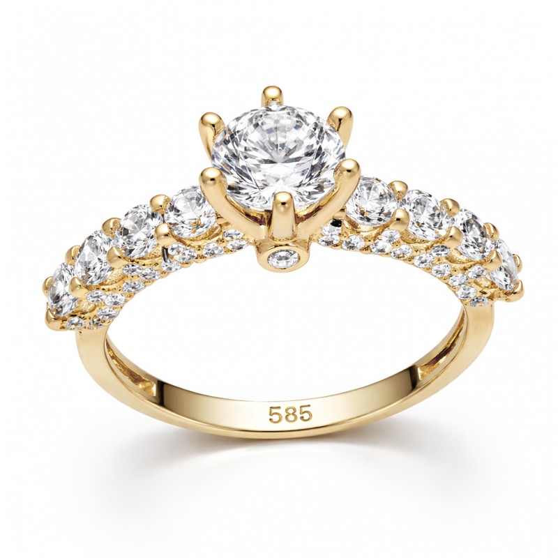 14 Ayar Altın Tektaş Yüzük HSM10124