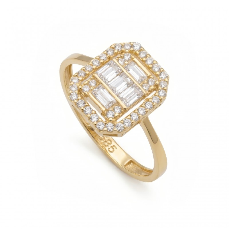 14 Ayar Altın Baget Yüzük HSM10125