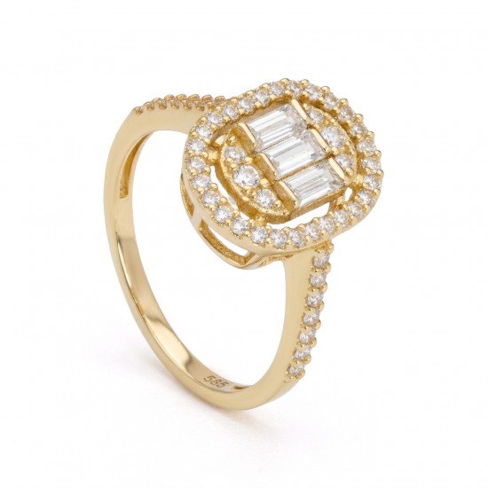 14 Ayar Altın Baget Yüzük HSM10128 14 Ayar Altın Baget Yüzük HSM10128