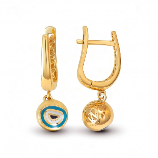 14 Ayar Altın Nazar Boncuklu Küpe HSM10132