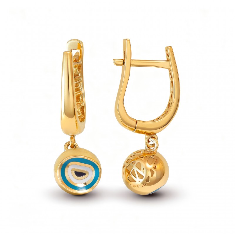 14 Ayar Altın Nazar Boncuklu Küpe HSM10132