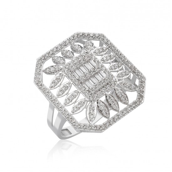 14 Ayar Altın Yaprak Detaylı Baget Yüzük HSM10002