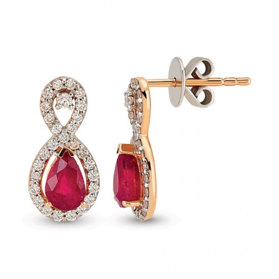 1.77 Ct Pırlantalı Yakut Küpe RTK10