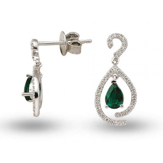 0.98 Ct Pırlantalı Zümrüt Küpe RTK16 0.98 Ct Pırlantalı Zümrüt Küpe RTK16