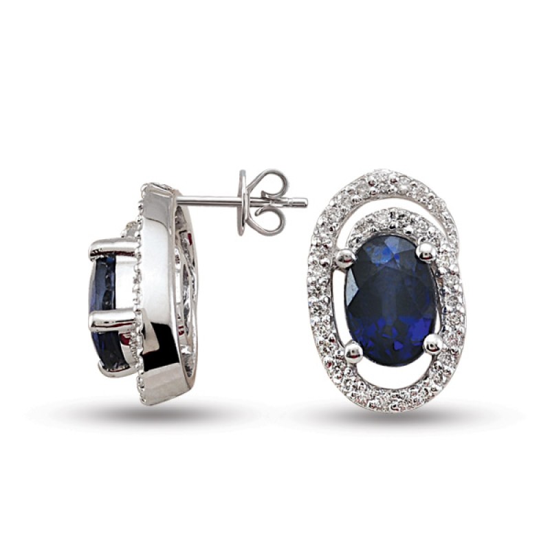 1.10 Ct Pırlantalı Safir Küpe RTK19 1.10 Ct Pırlantalı Safir Küpe RTK19