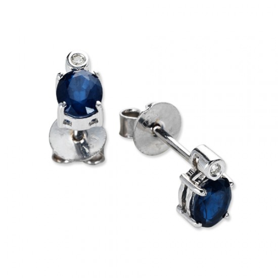 1.00 Ct Pırlantalı Safir Küpe RTK29