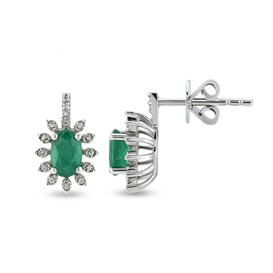 0.72 Ct Pırlantalı Zümrüt Küpe RTK44