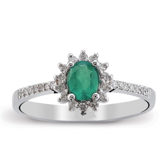 0.43 Ct Pırlanta Zümrüt Yüzük RTY16