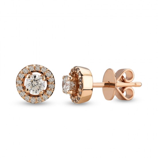 0.24 Ct Etrafı Taşlı Tektaş Pırlanta Küpe TKPE12