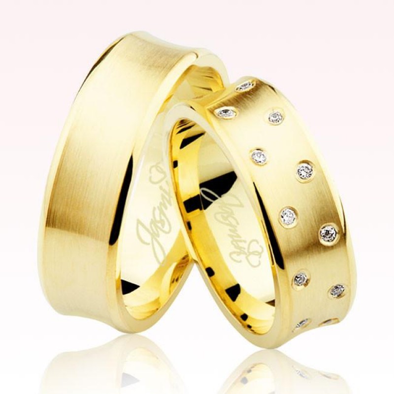 Sarı Taşlı Altın Alyans 0802-1 Sarı Taşlı Altın Alyans 0802-1