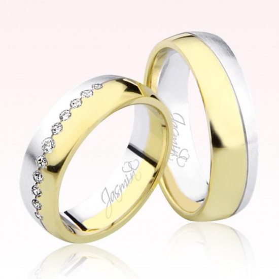 Sarı Beyaz Bombeli Altın Alyans 0903-1