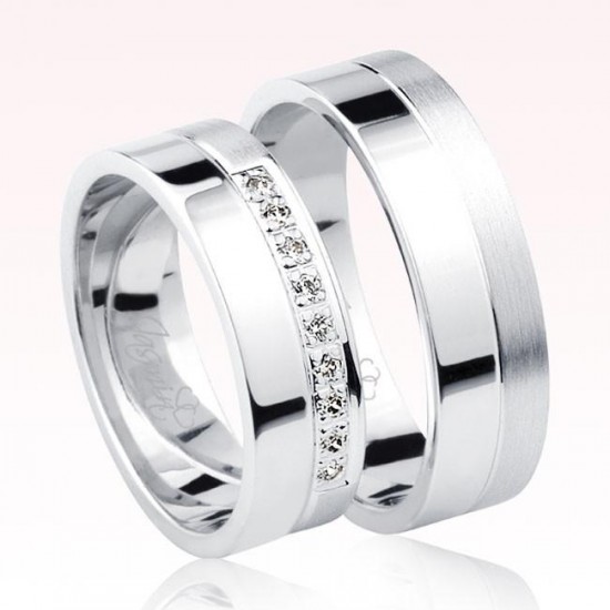 Beyaz Taşlı Altın Alyans 1105-1