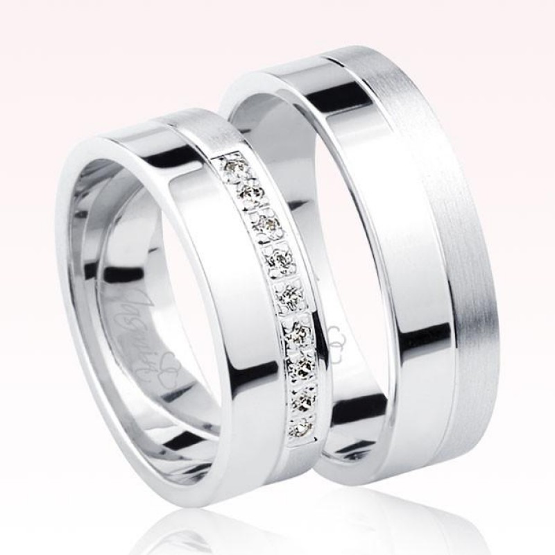 Beyaz Taşlı Altın Alyans 1105-1 Beyaz Taşlı Altın Alyans 1105-1