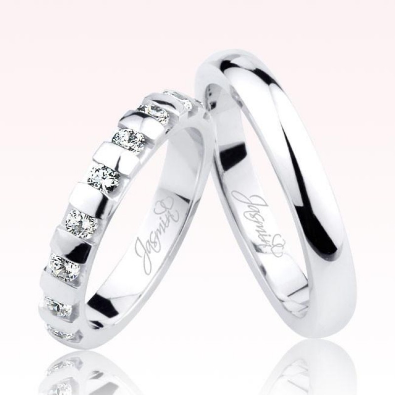 Beyaz Bombeli Taşlı Altın Alyans 1202-1 Beyaz Bombeli Taşlı Altın Alyans 1202-1