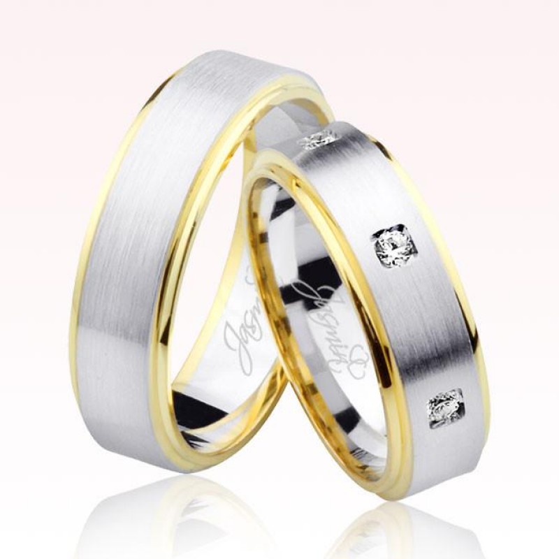 Beyaz Sarı Altın Alyans 1305-1