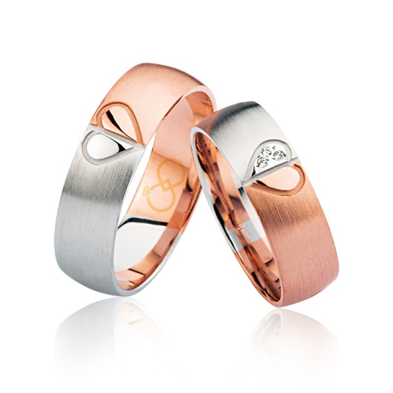 Rose Beyaz Taşlı Altın Alyans 1503-3