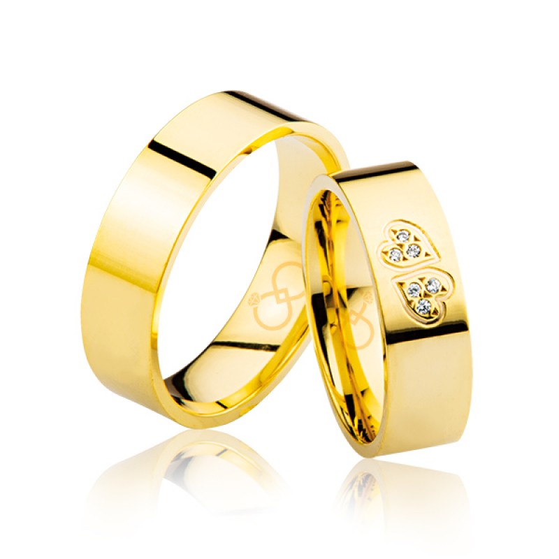 Sarı Kalp Desenli Alyans 1602 Sarı Kalp Desenli Alyans 1602