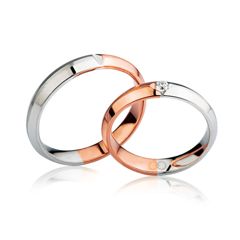 Beyaz Rose Altın Alyans 1704-3