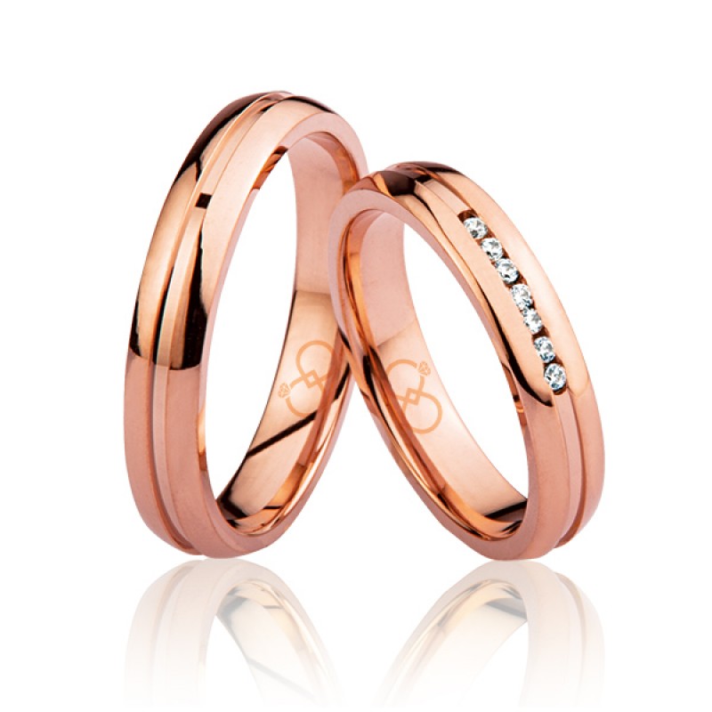 Rose Altın Taşlı Alyans 1705-3