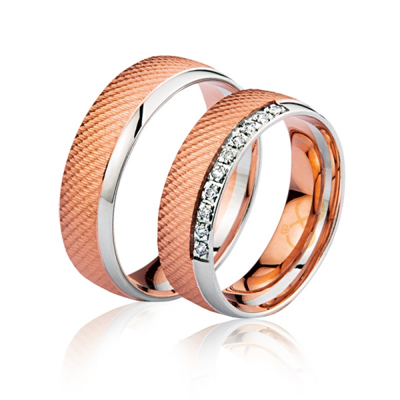 Rose - Beyaz Taşlı Altın Alyans 1803-2 Rose - Beyaz Taşlı Altın Alyans 1803-2