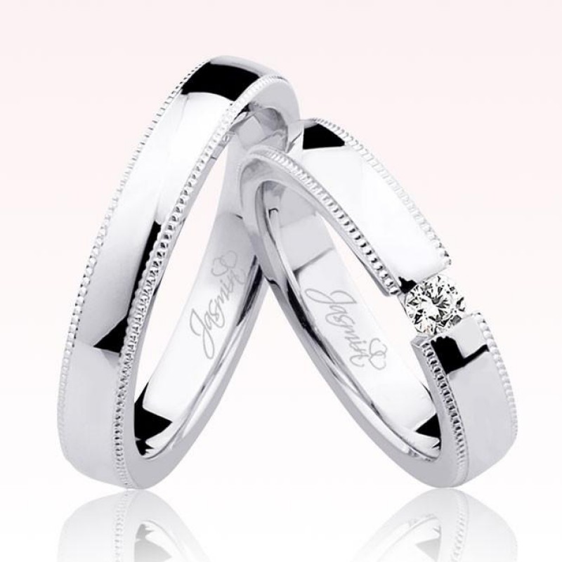 Beyaz Tektaş Altın Alyans 1804-4 Beyaz Tektaş Altın Alyans 1804-4