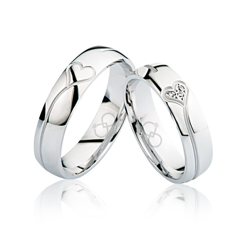 Beyaz Kalp Desenli Altın Alyans 1903